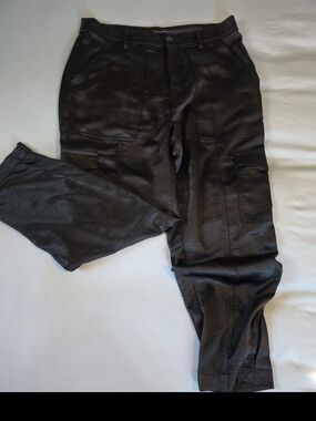 Banana Republic Black Satin Cargo Joggers